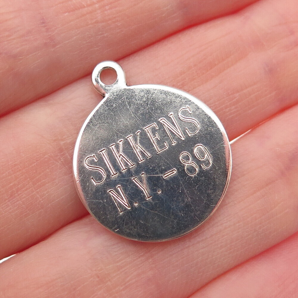 TIFFANY & CO. 925 Sterling Silver Vintage Engraved Round Tag Charm Pendant
